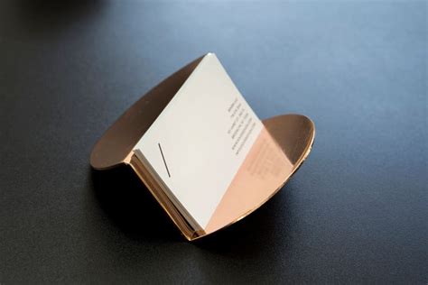 rose gold desk business card holder